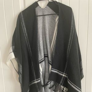Black and gray plaid shawl